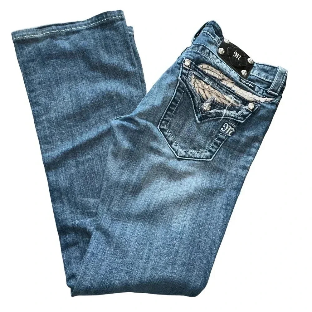 Miss Me Denim Boot Cut Jeans with Embellished Pockets